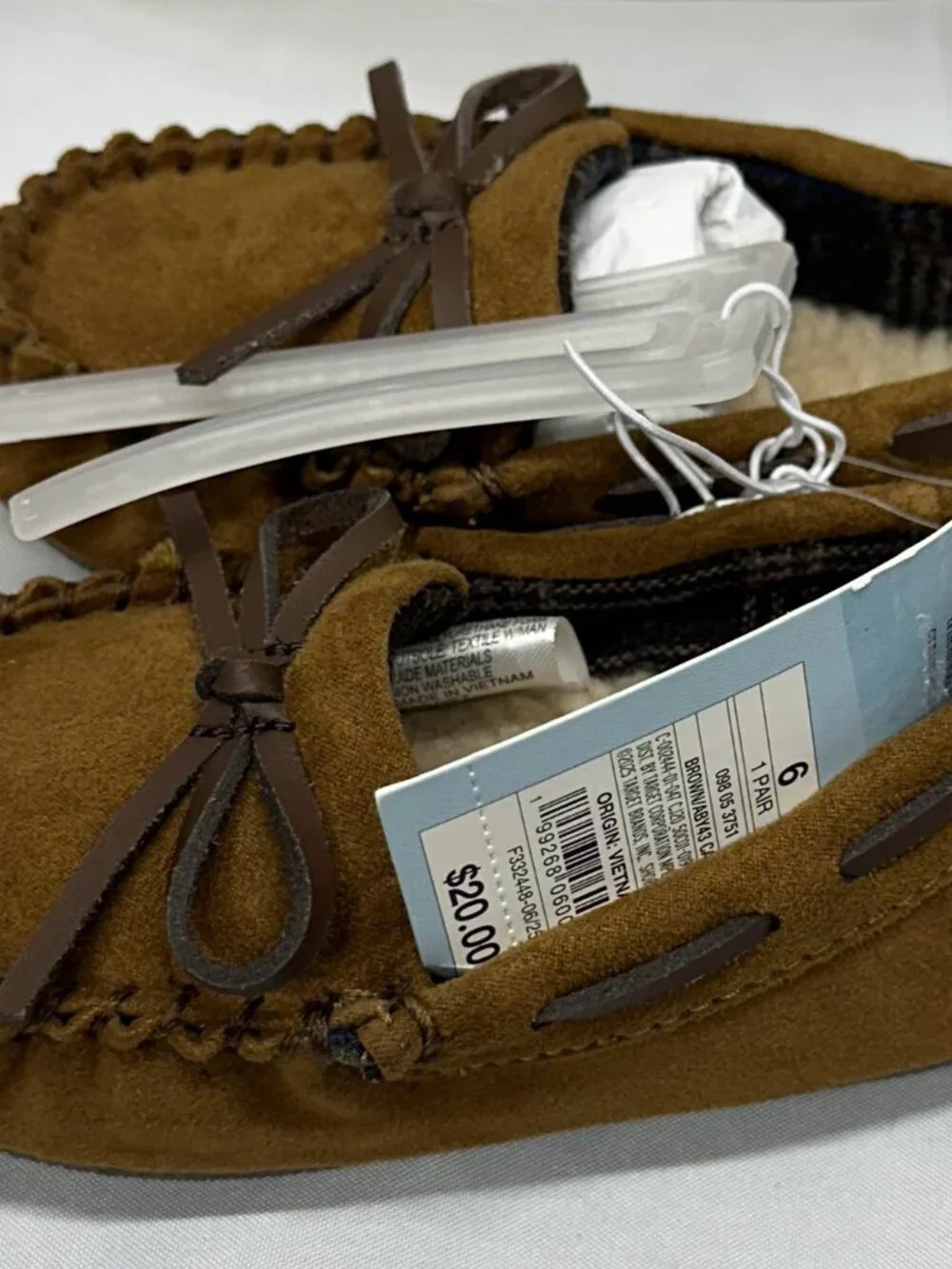 Cat & Jack Toddler Unisex Size 6 Brown Suede Moccasin Slippers NWT
